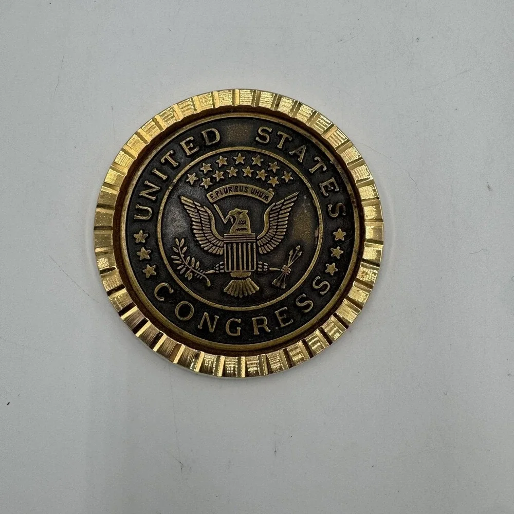 Rare United States Congress Drinking Coaster Heavy Brass Eagle Emblem